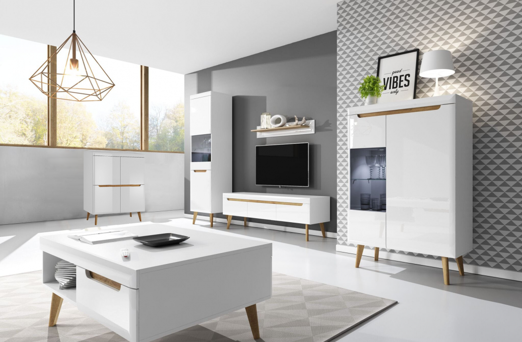 Living Room Furniture Nordi Wall Unit Set White Gloss